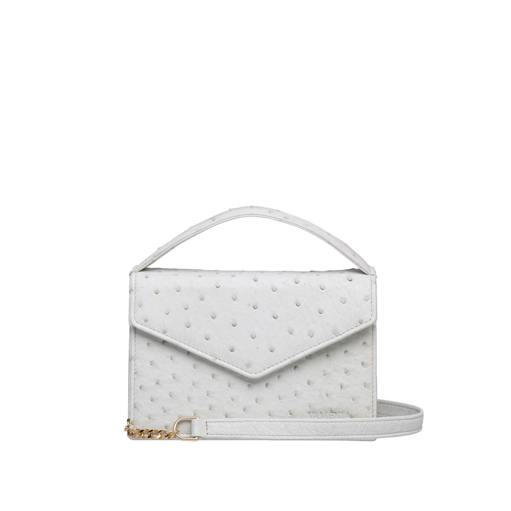 Kleine Henkeltasche aus Straußenleder in weiß